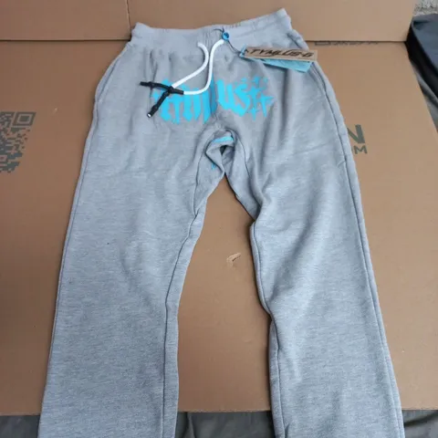 GREY JOGGERS WITH BLUE GRAPHIC PRINT