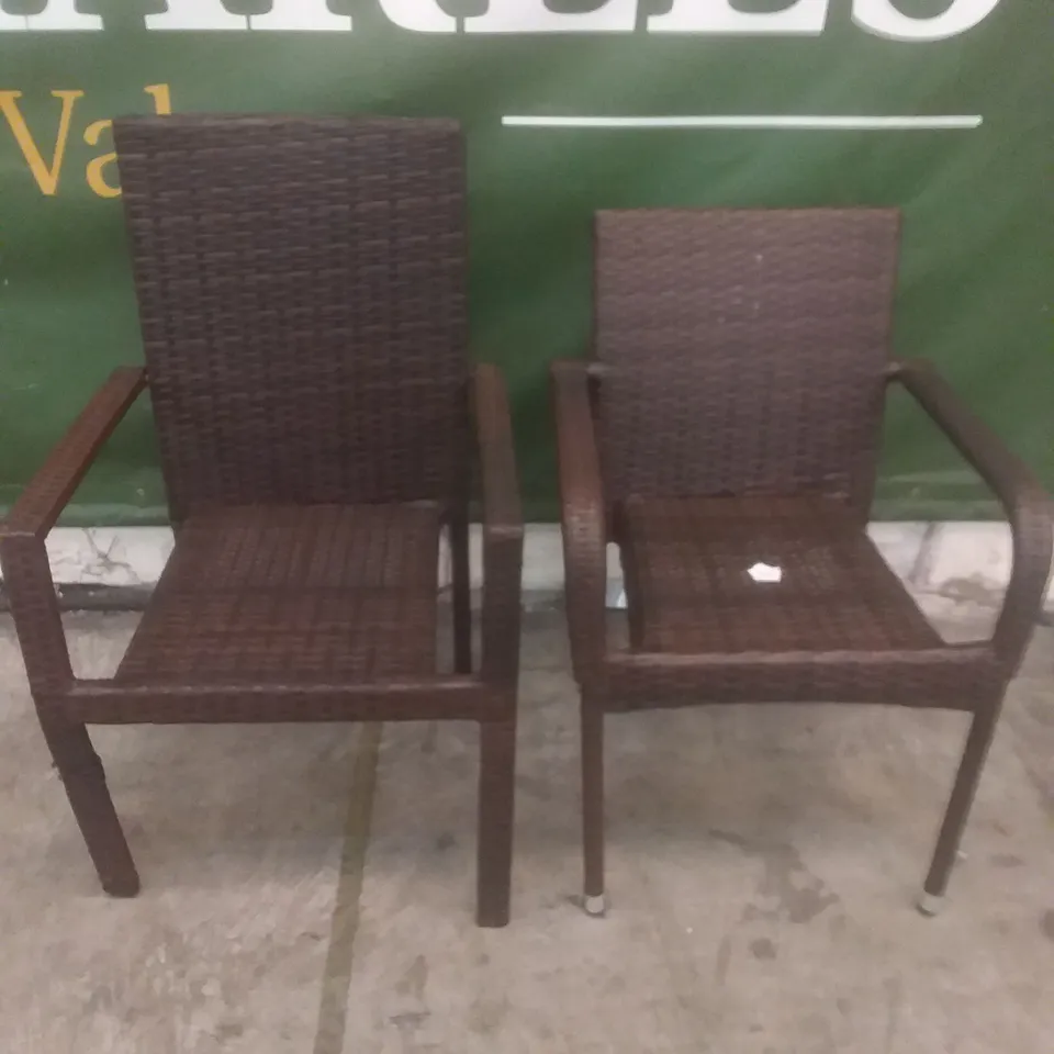 X2 RATTAN EFFECT GARDEN ARMCHAIR BROWN