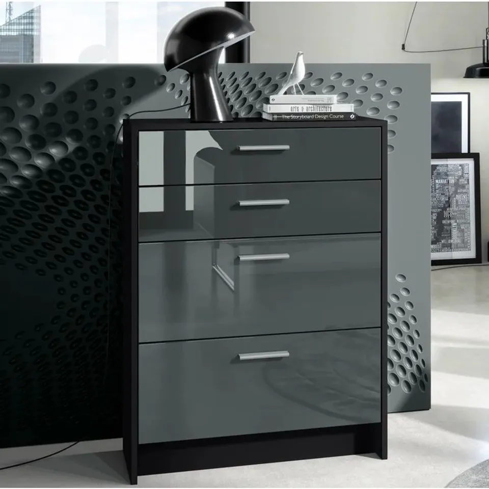 BOXED MCLAWHORN 4-DRAWER CHEST OF DRAWERS (2 BOXES)