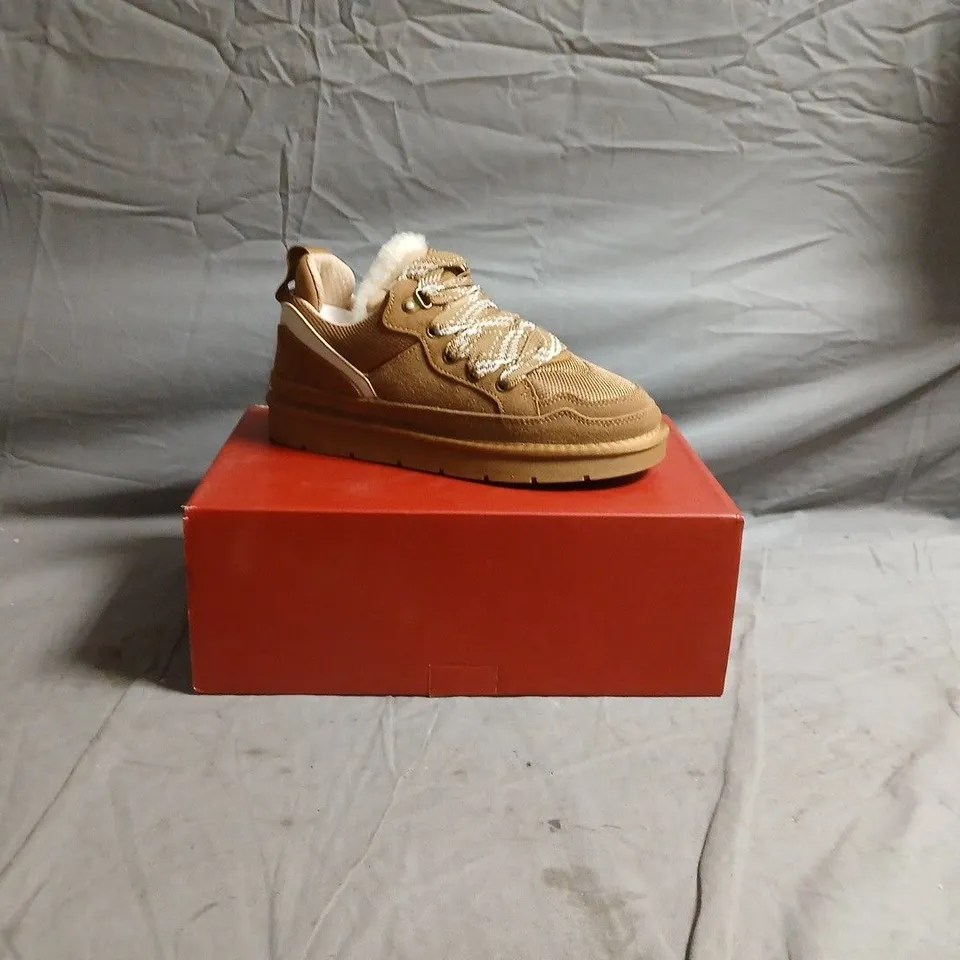 TAN SUEDE FUR-LINED SNEAKERS – CASUAL FOOTWEAR
