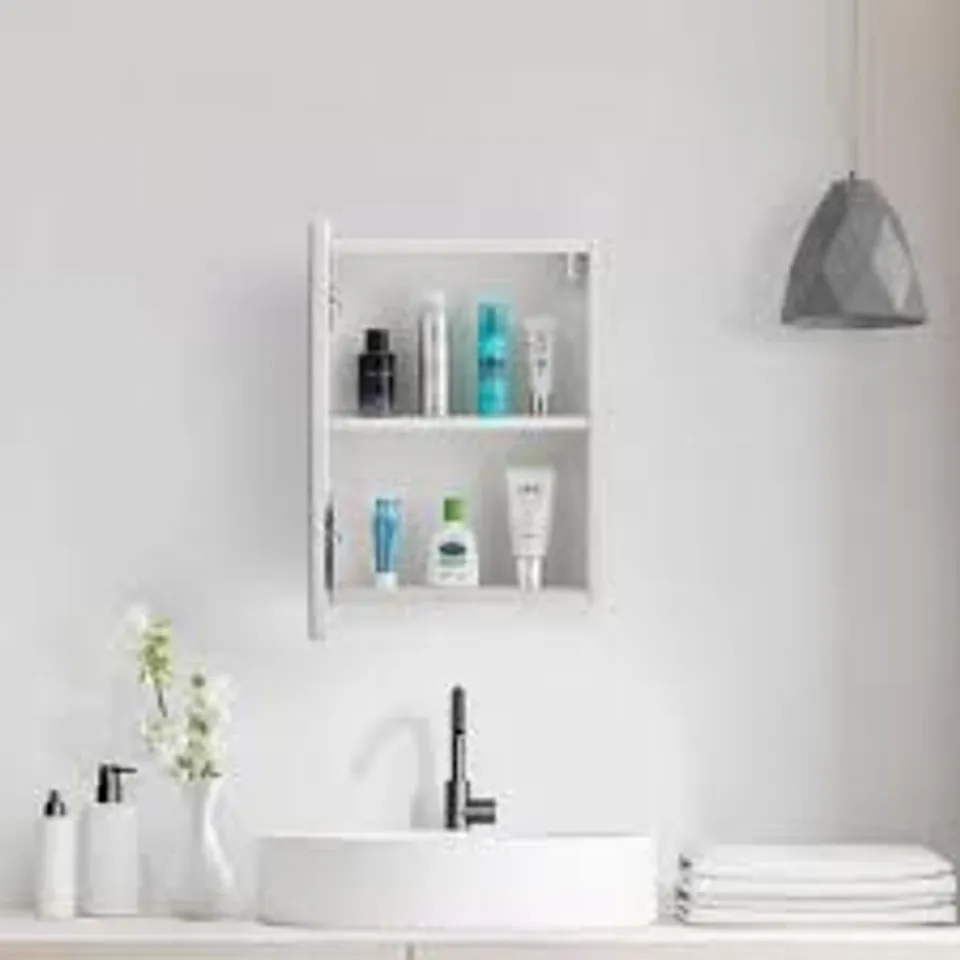 BOXED MIRRORED BATHROOM CABINET IN WHITE