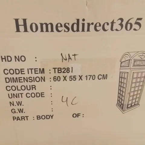 BOXED TELEPHONE BOX DISPLAY CABINET (2 BOXES) -NATURAL-
