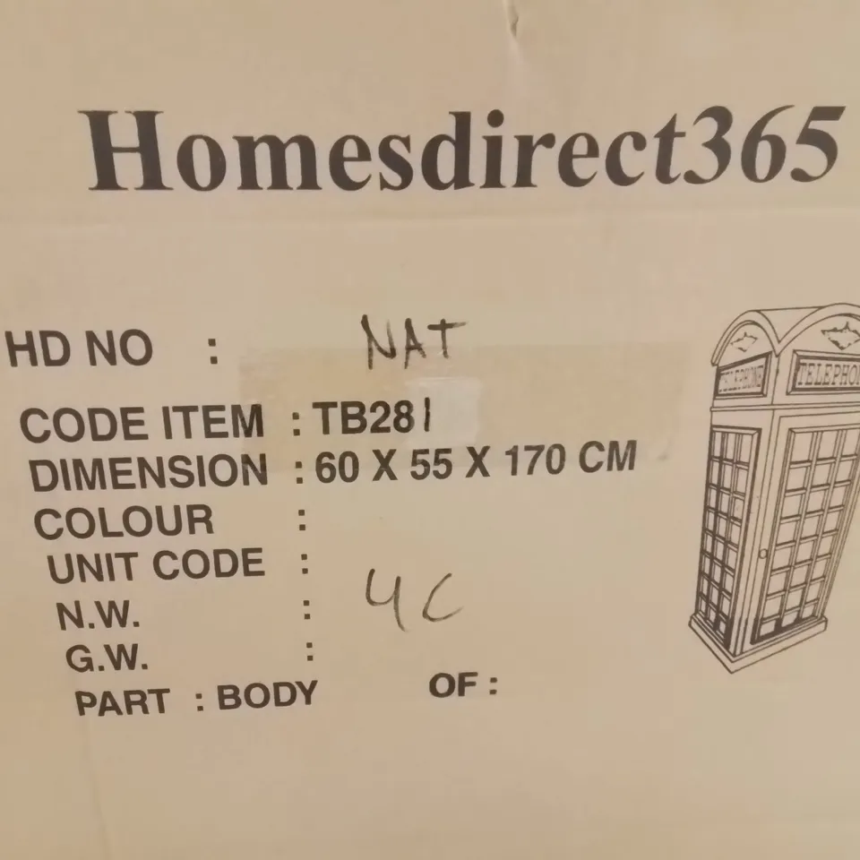BOXED TELEPHONE BOX DISPLAY CABINET (2 BOXES) -NATURAL-