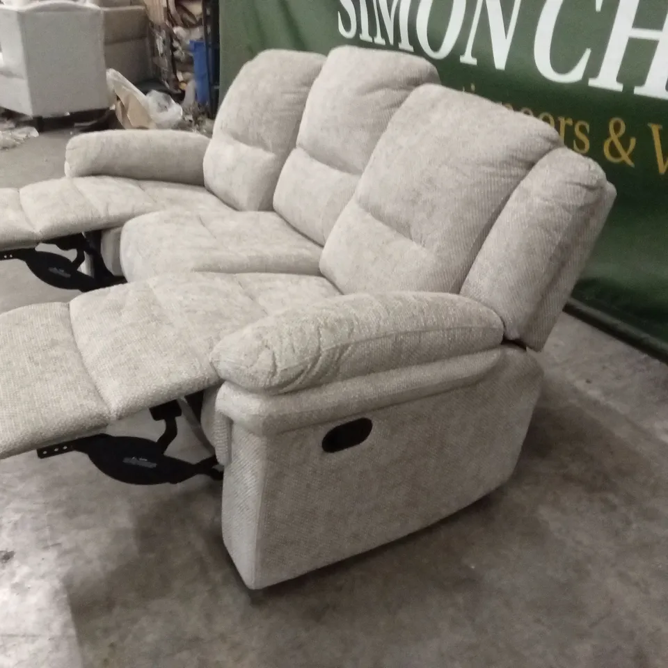 ALBION CHUNKY WEAVE 3 SEATER HIGH BACK MANUAL RECLINER SOFA - NATURAL RRP £679