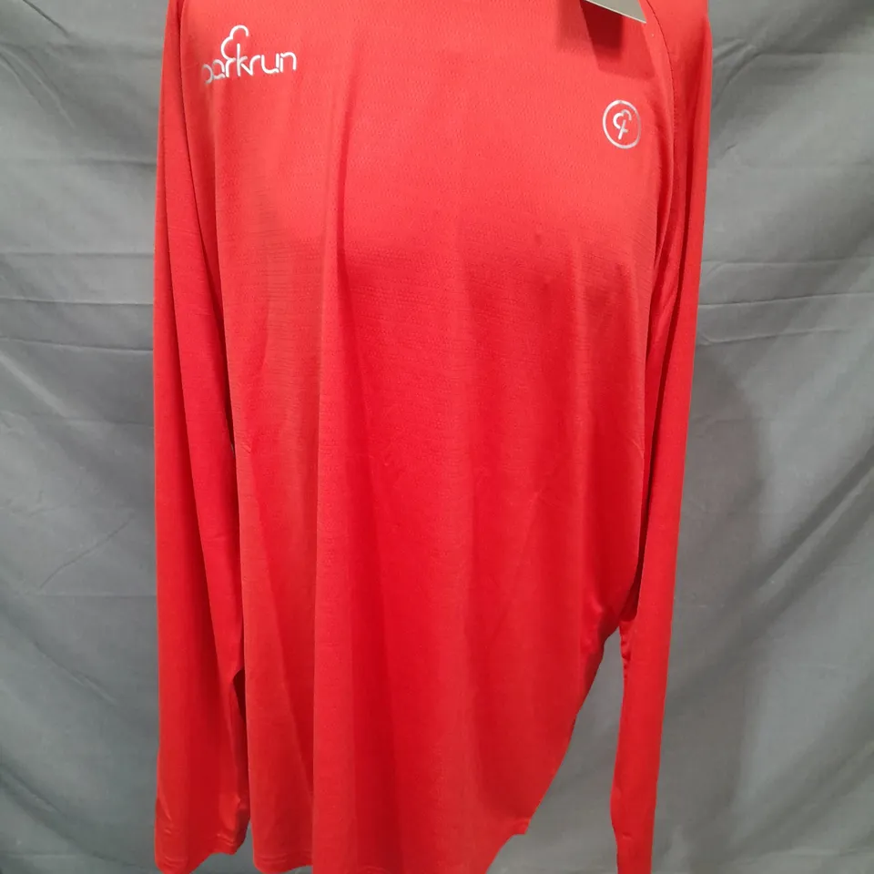 PARKRUN MILESTONE MENS LONGSLEEVE SHIRT IN RED - XL