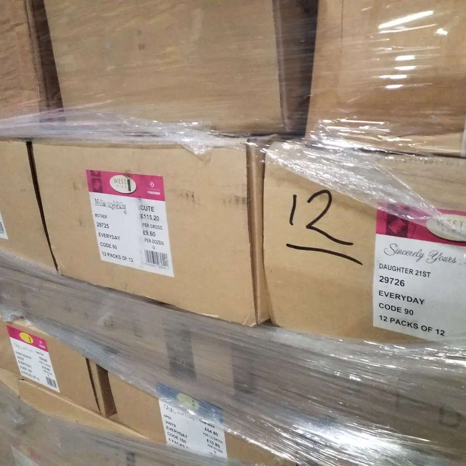 PALLET CONTAINING LARGE QUANTITY OF ASSORTED GREETINGS CARDS