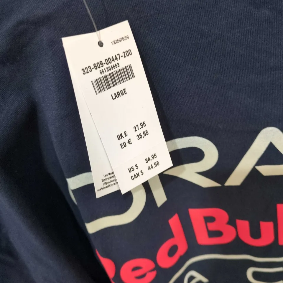 HOLLISTER NAVY T-SHIRT WITH ORACLE RED BULL RACING GRAPHIC – LARGE