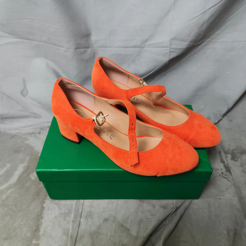 GRACE ORANGE SUEDE MARY JANE HEELS – WOMEN'S UK4 (US6), PAIR, BOXED