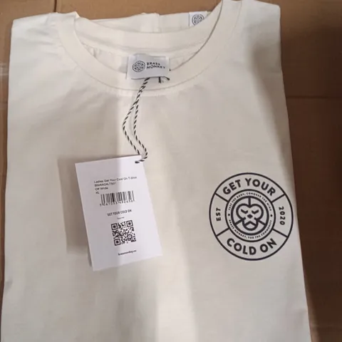 BOX OF BRASS MONKEY T-SHIRTS - OFF WHITE XL APPROXIMATELY 14
