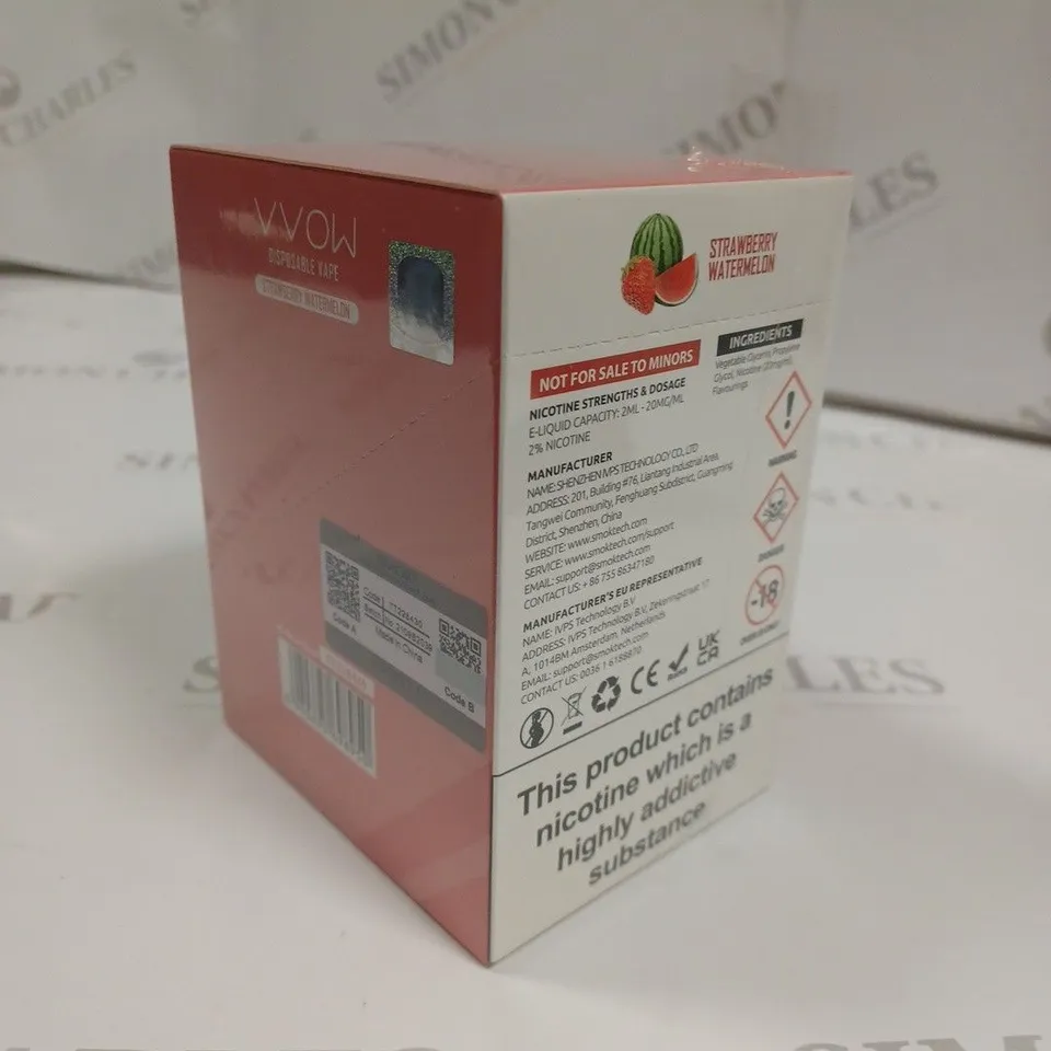 SEALED SMOK VVOW 10-PACK OF DISPOSABLE VAPES - STRAWBERRY WATERMELON