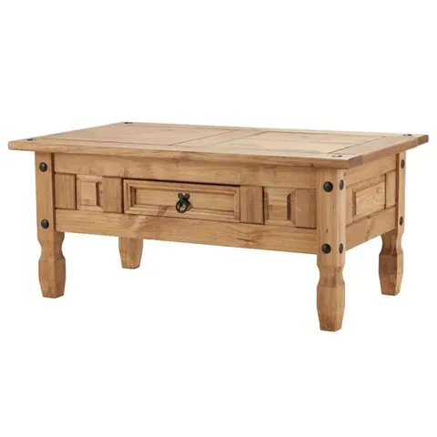BOXED CORONA COFFEE TABLE WITH DRAWER, PINE (1 BOX)