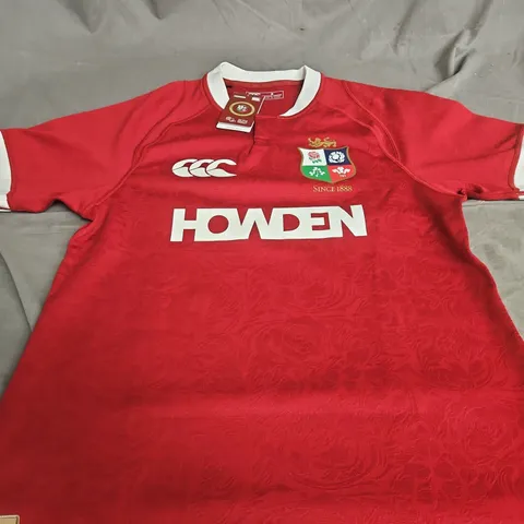 CANTERBURY RUGBY JERSEY – RED, SIZE S, HOWDEN SPONSOR, CCC BRANDING