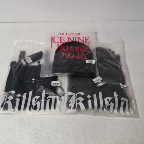 LOT OF APPROXIMATELY 50 BRAND NEW KILLSTAR CLOTHING ITEMS TO INCLUDE DUSK EMPRESS KNIT TOPS, BEANIES AND SWING BARDOT TOPS - VARIOUS SIZES
