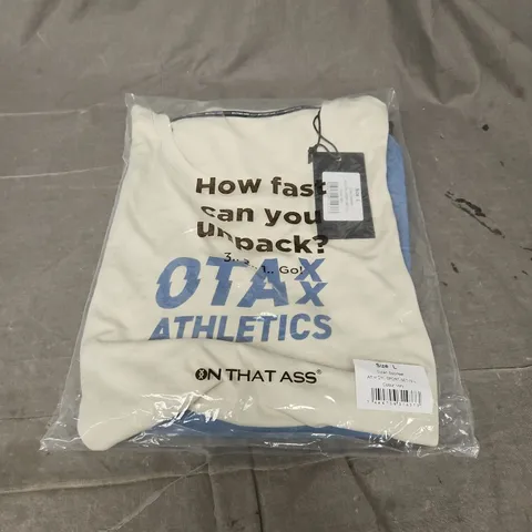 BAGGED ON THAT ASS DYLAN SPORTSET IN IVORY/BLUE SIZE L