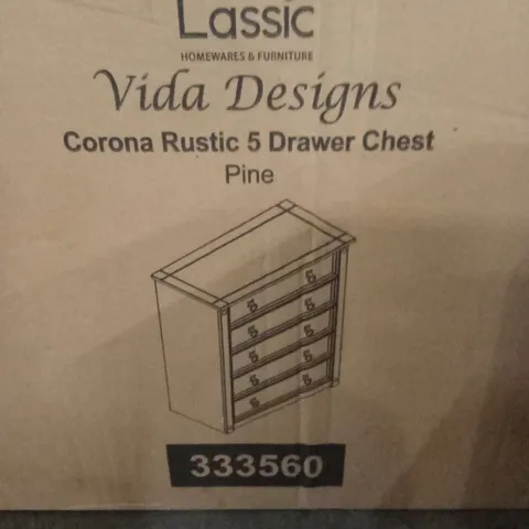 BOXED MICHAELIA 5 DRAWER CHEST - PINE