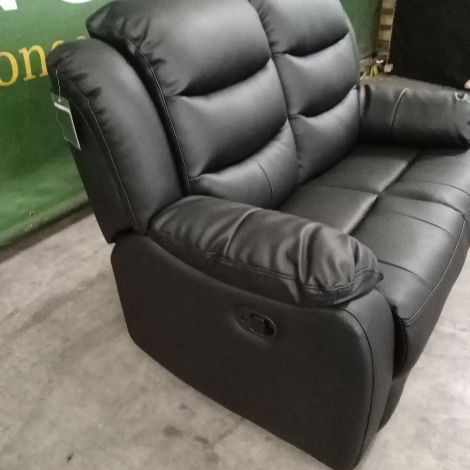 ROTHBURY LUXURY FAUX LEATHER HIGH BACK 2 SEATER MANUAL RECLINER SOFA - BLACK RRP £629