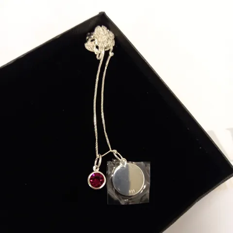 BEGINNINGS ENGRAVABLE STERLING SILVER PENDANT AND BIRTHSTONE NECKLACE