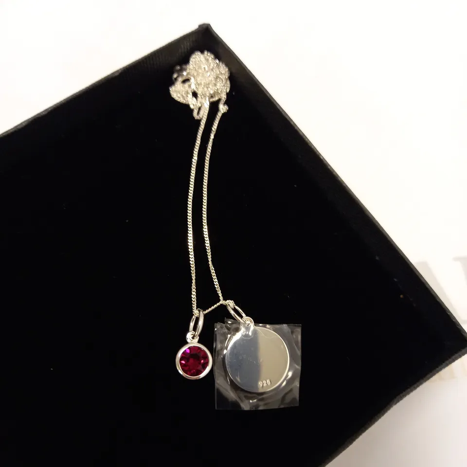 BEGINNINGS ENGRAVABLE STERLING SILVER PENDANT AND BIRTHSTONE NECKLACE RRP £32