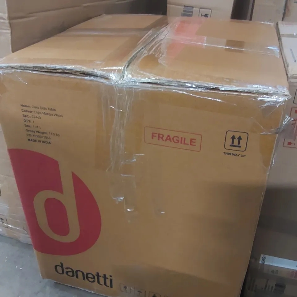 BOXED DANETTI CARA SIDE TABLE - LIGHT MANGO WOOD
