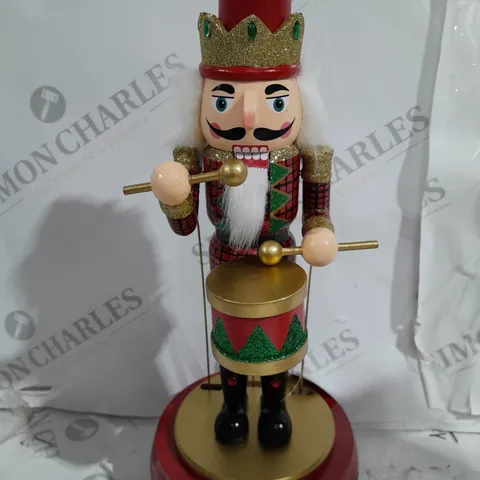 FESTIVE 32CM WOODEN ANIMATED MUSICAL NUTCRACKER