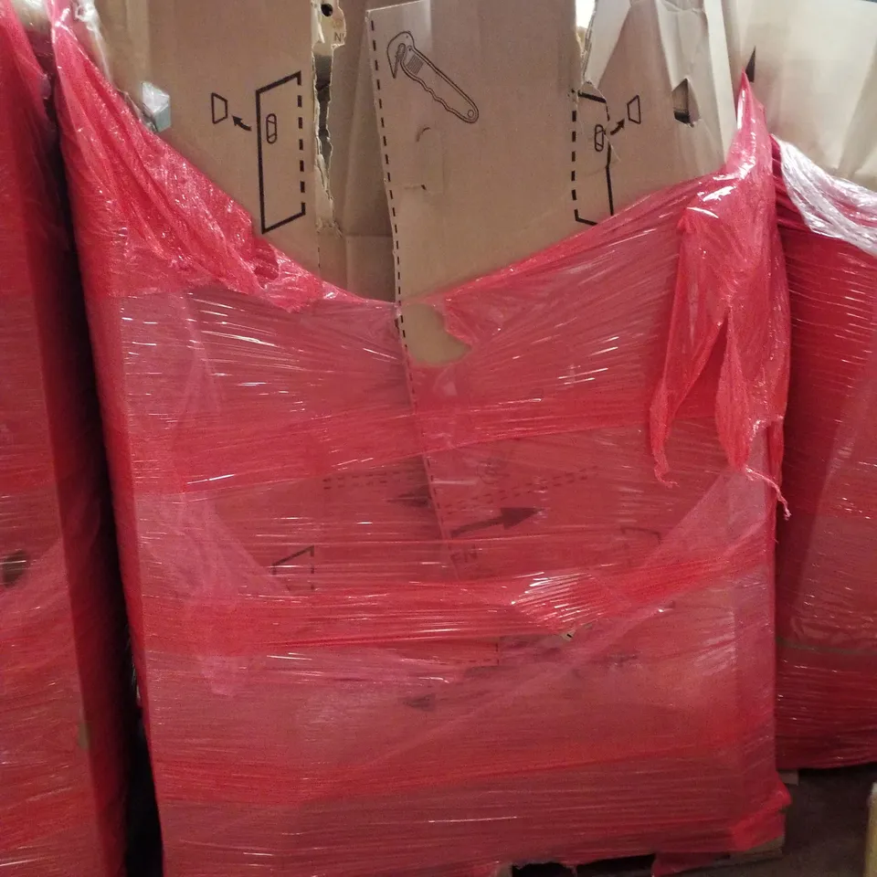 PALLET CONTAINING ASSORTED PRODUCTS INCLUDING 4-IN-1 TRIPOD STAND, BABY SAFTEY GATE, GREEN CHRISTMAS TREE & WRAPPED CANVAS PRINTS