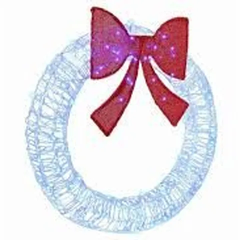 BOXED WREATH WITH 80 LEDS BLUE 92cm ACRYLIC (1 BOX)