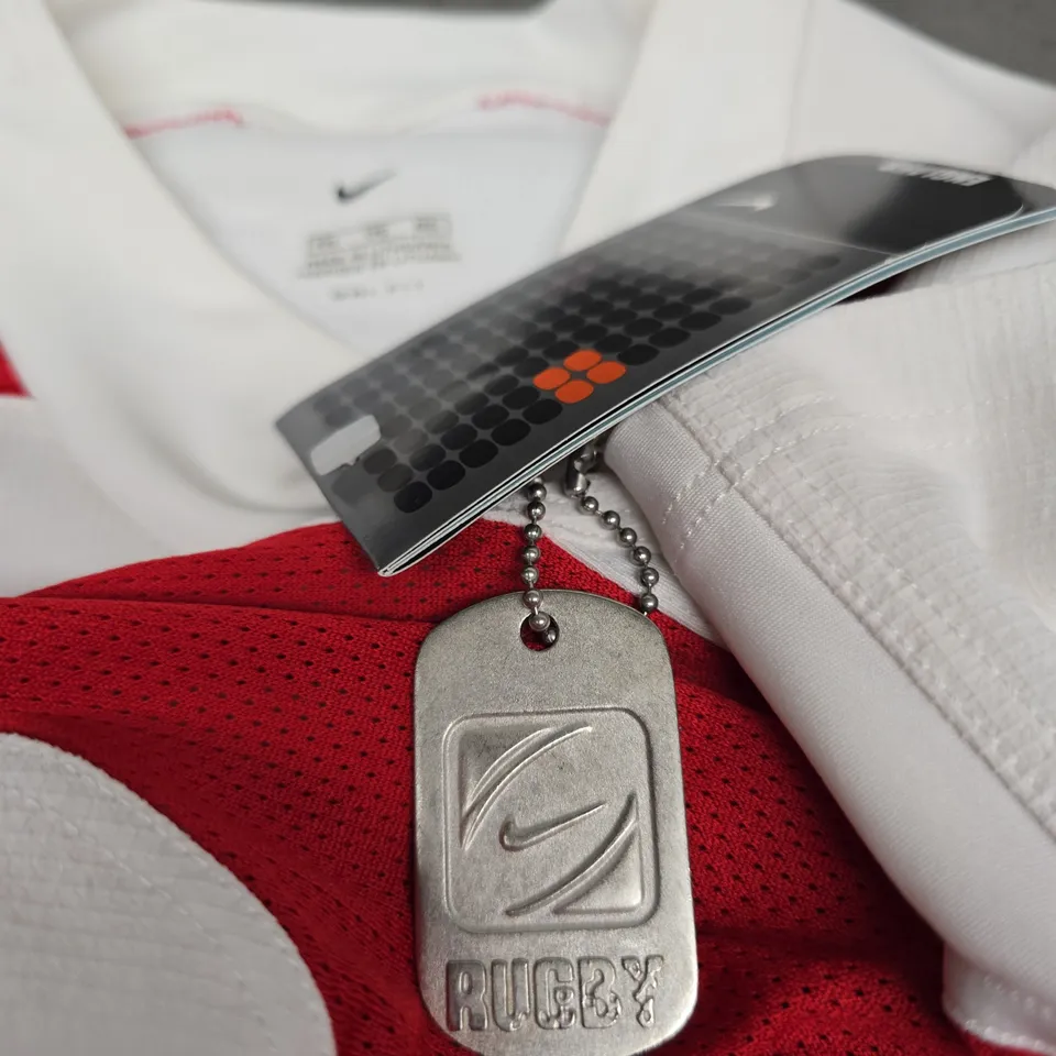 ENGLAND RUGBY WORLD CUP 2003 JERSEY – WHITE WITH RED ACCENTS, NIKE DRI-FIT, XXL