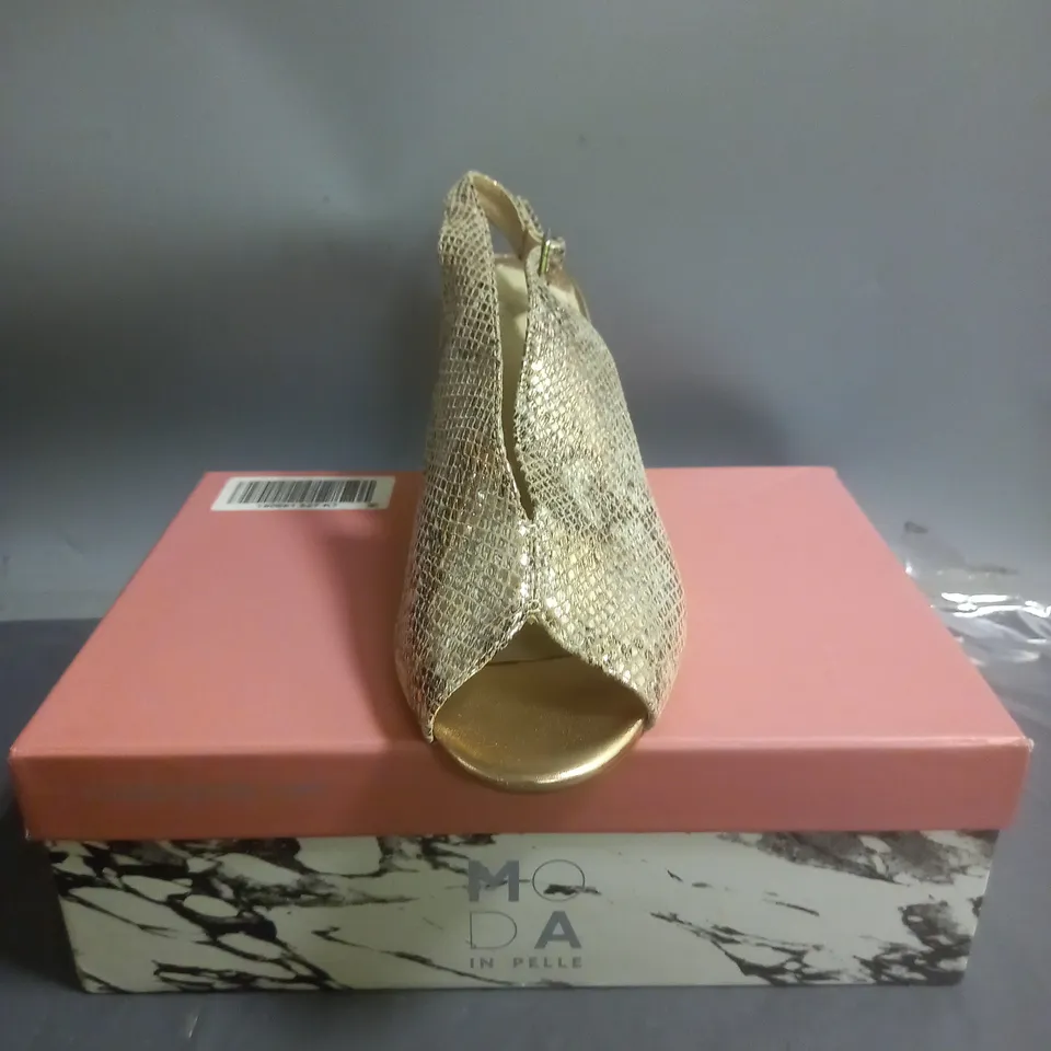 MODA IN PELLE CHRISSI PEEP TOE SLINGBACK SANDALS ROSE GOLD SNAKE PRINT SIZE EU 39
