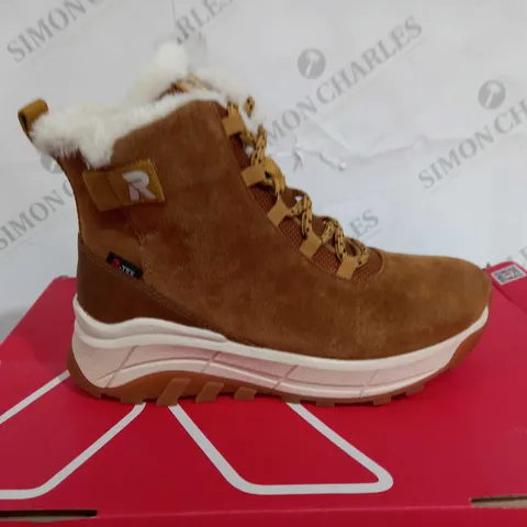 RIEKER REVOLUTION WARM LINED WATER RESISTANT LACE UP BOOTS, TAN - SIZE 3.5