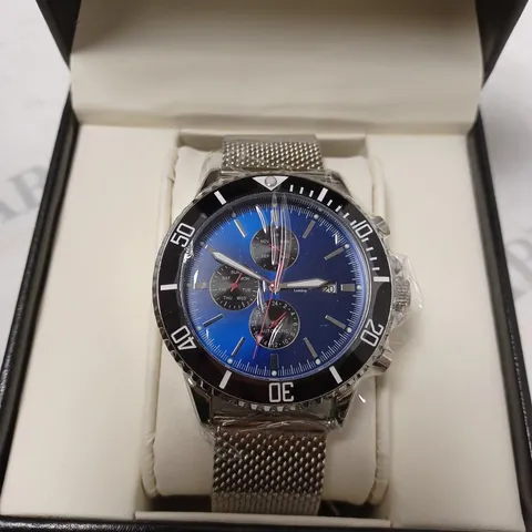 SWAN & EDGAR TRIPLE DIAL SILVER MESH STRAP WRISTWATCH