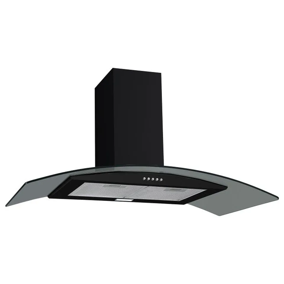 BOXED ELECTRIQ 90CM CURVED GLASS COOKER HOOD - BLACK