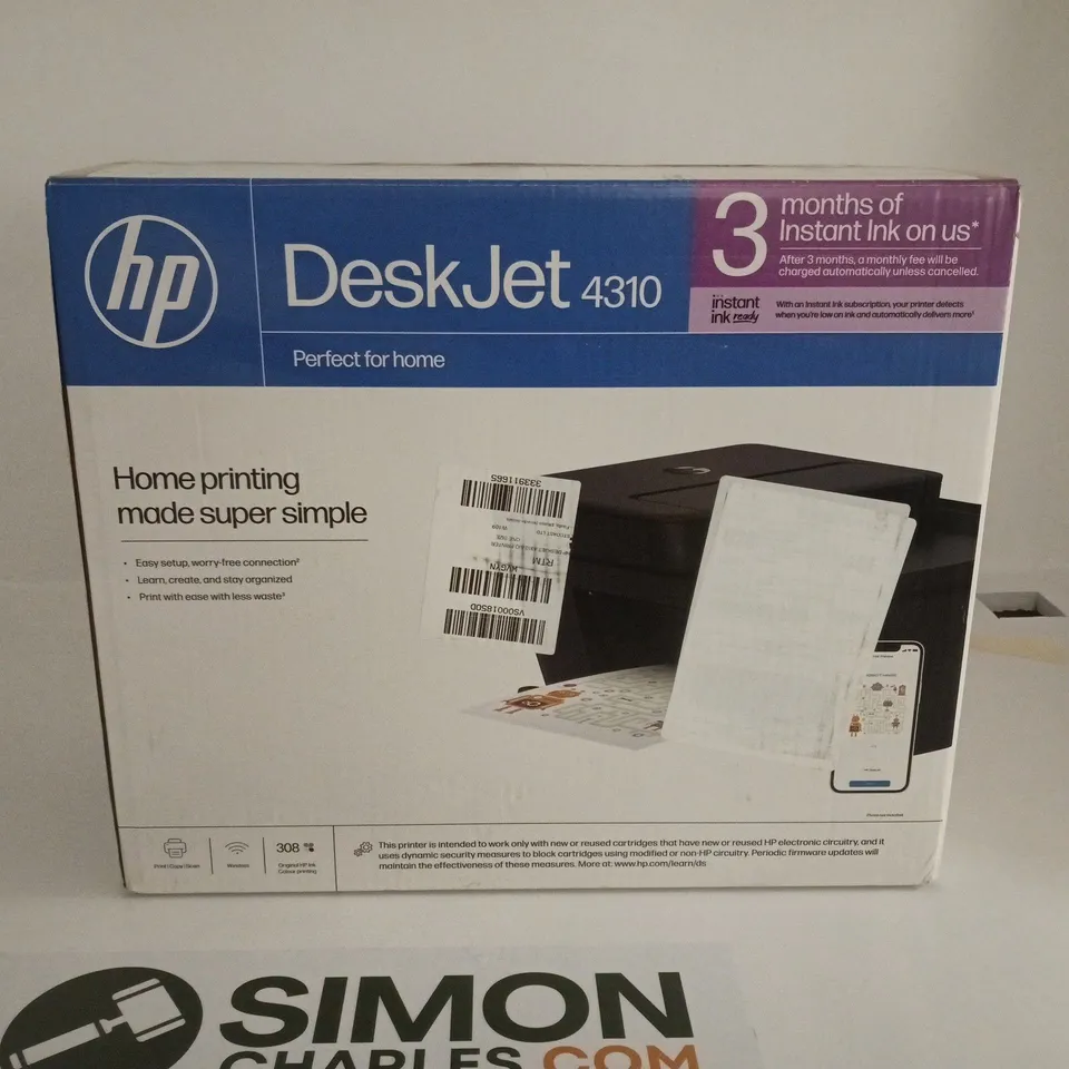 HP DESKJET 4310 HOME PRINTER BOXED