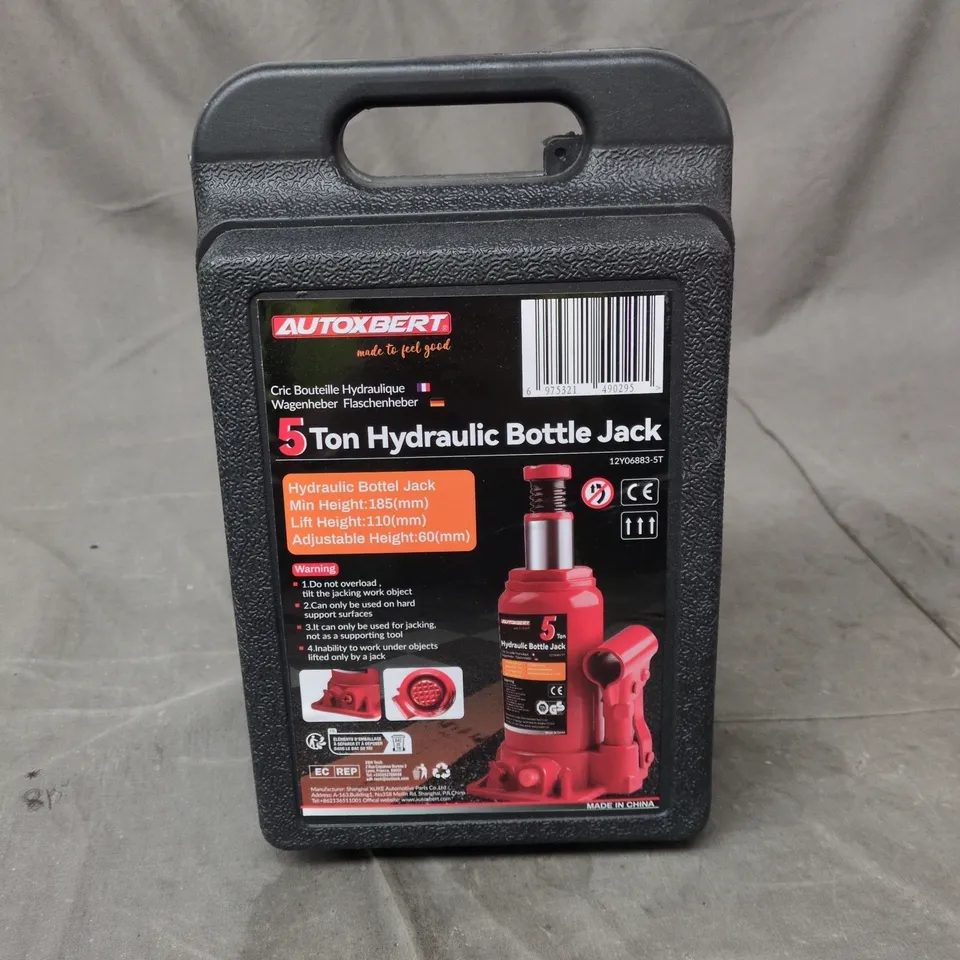 AUTOXBERT 5-TON HYDRAULIC BOTTLE JACK – WITH CARRY CASE