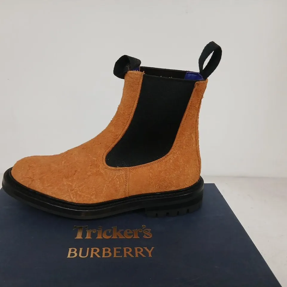 TRICKER'S BURBERRY CHELSEA BOOTS – WARM CARAMEL SUEDE, UK 6
