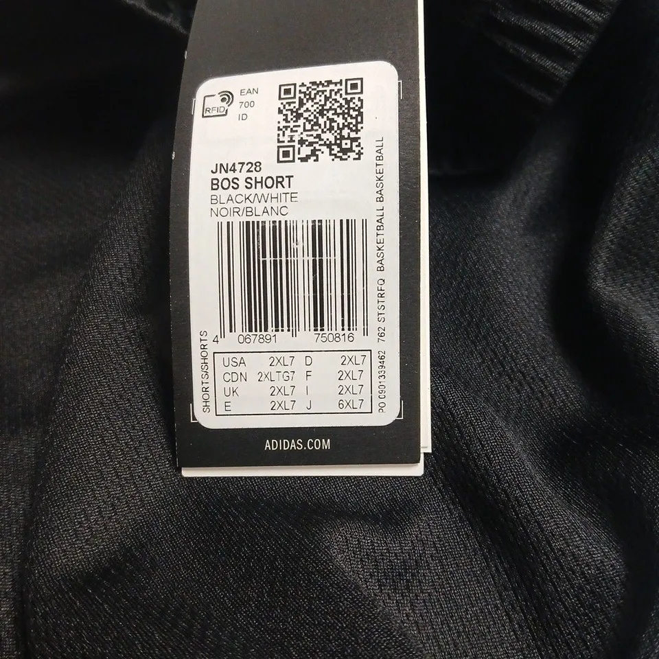 ADIDAS SHORTS – BLACK/WHITE, SIZE 2XL