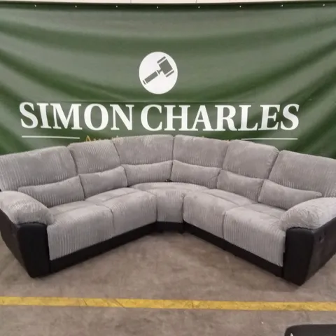 SIENNA FABRIC/FAUX LEATHER HIGH BACK RECLINER CORNER GROUP SOFA