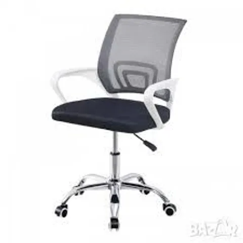 BOXED MESH ADJUSTABLE SWIVEL HOME OFFICE CHAIR WITH CHROME & WHEELS - WHITE