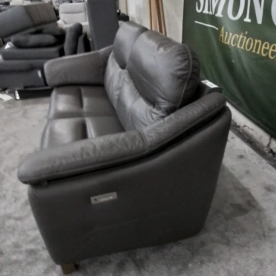 DESIGNER G PLAN MADE JACKSON CAMBRIDGE EARTH LEATHER ELECTRIC RECLINING THREE SEATER SOFA