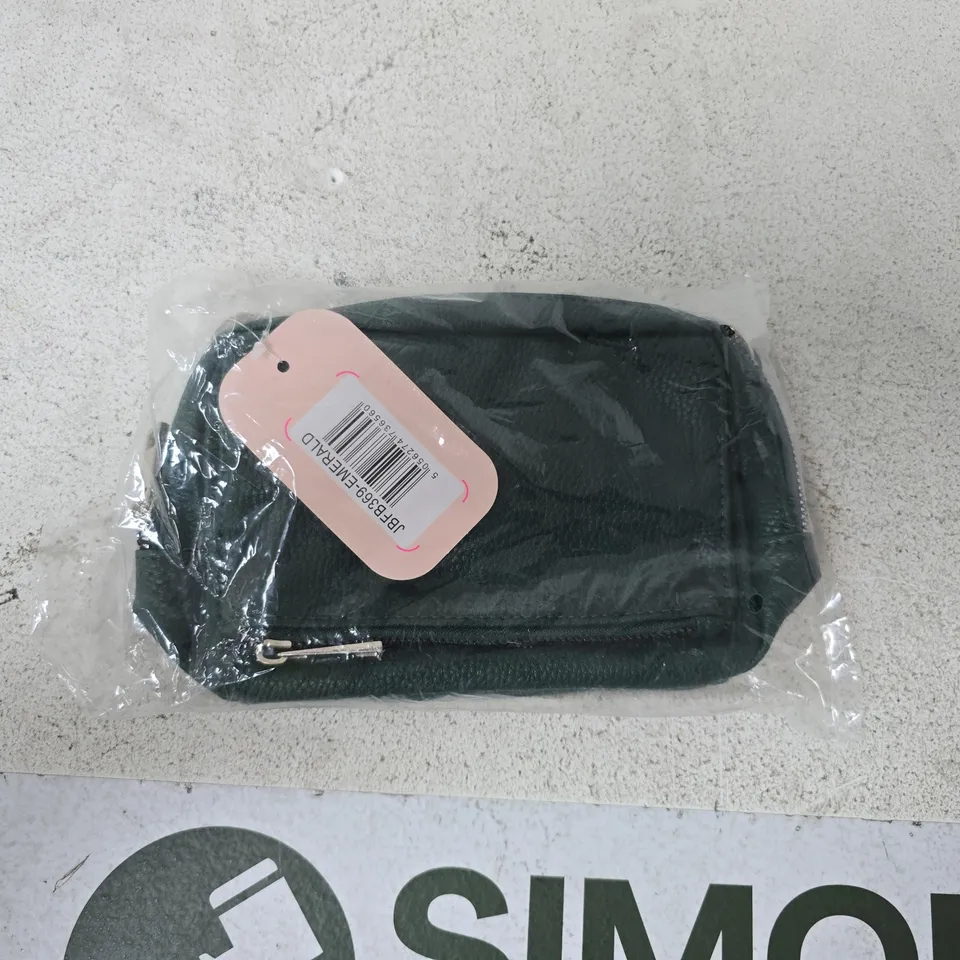 GREEN ZIPPERED POUCH BAG
