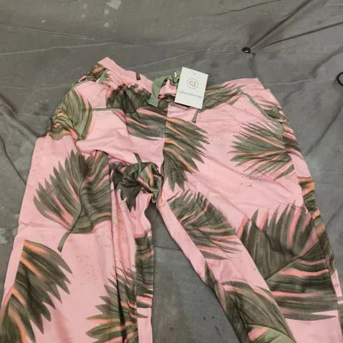 CYBERJAMMIES LEA SALMON PINK LEAF PRINTED JERSEY PYJAMA BOTTOMS – UK 14