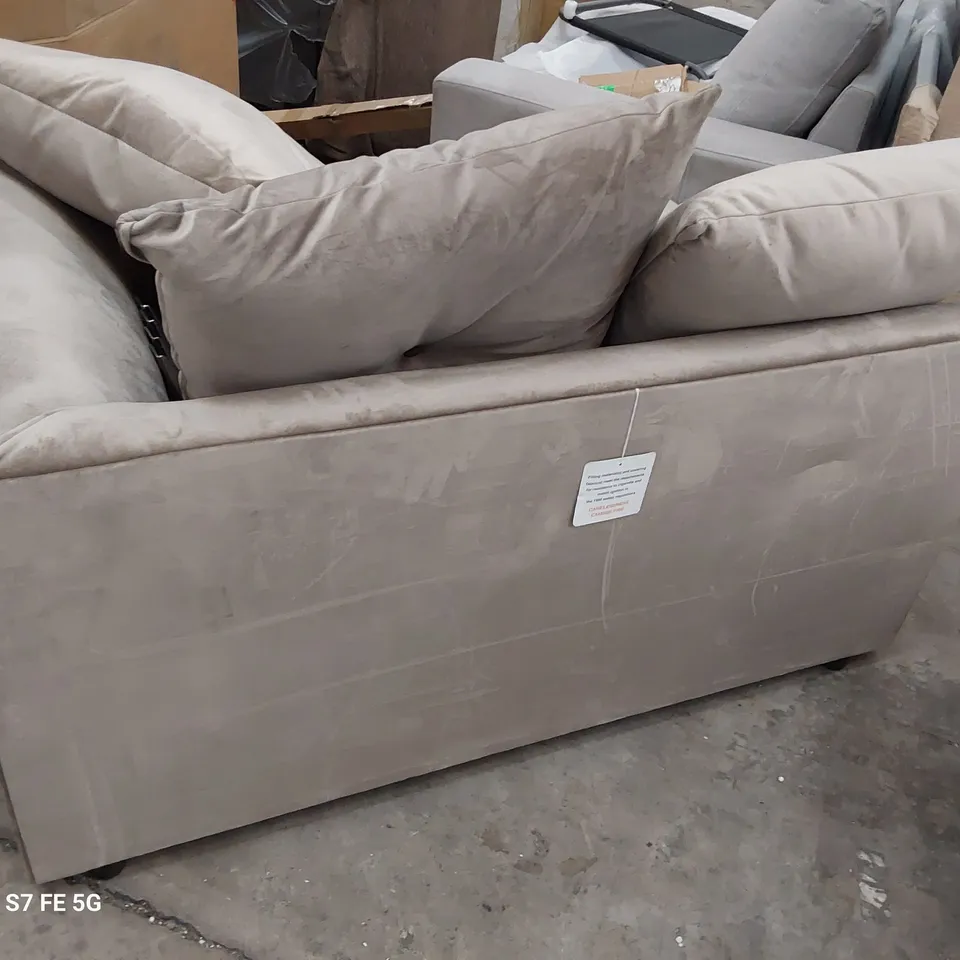 TWO SEATER SECTION WITH SCATTER CUSHIONS MINK PLUSH FABRIC