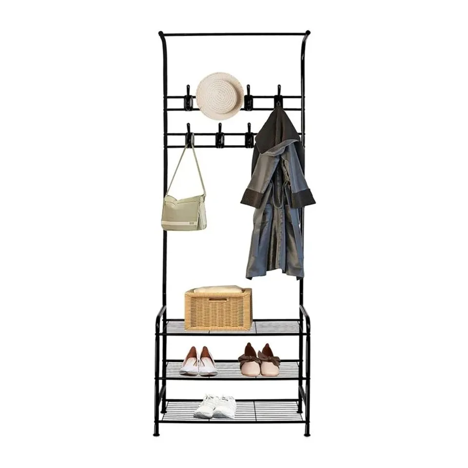 BOXED BHAVITH METAL FREESTANDING 6 HOOK COAT RACK (1 BOX)