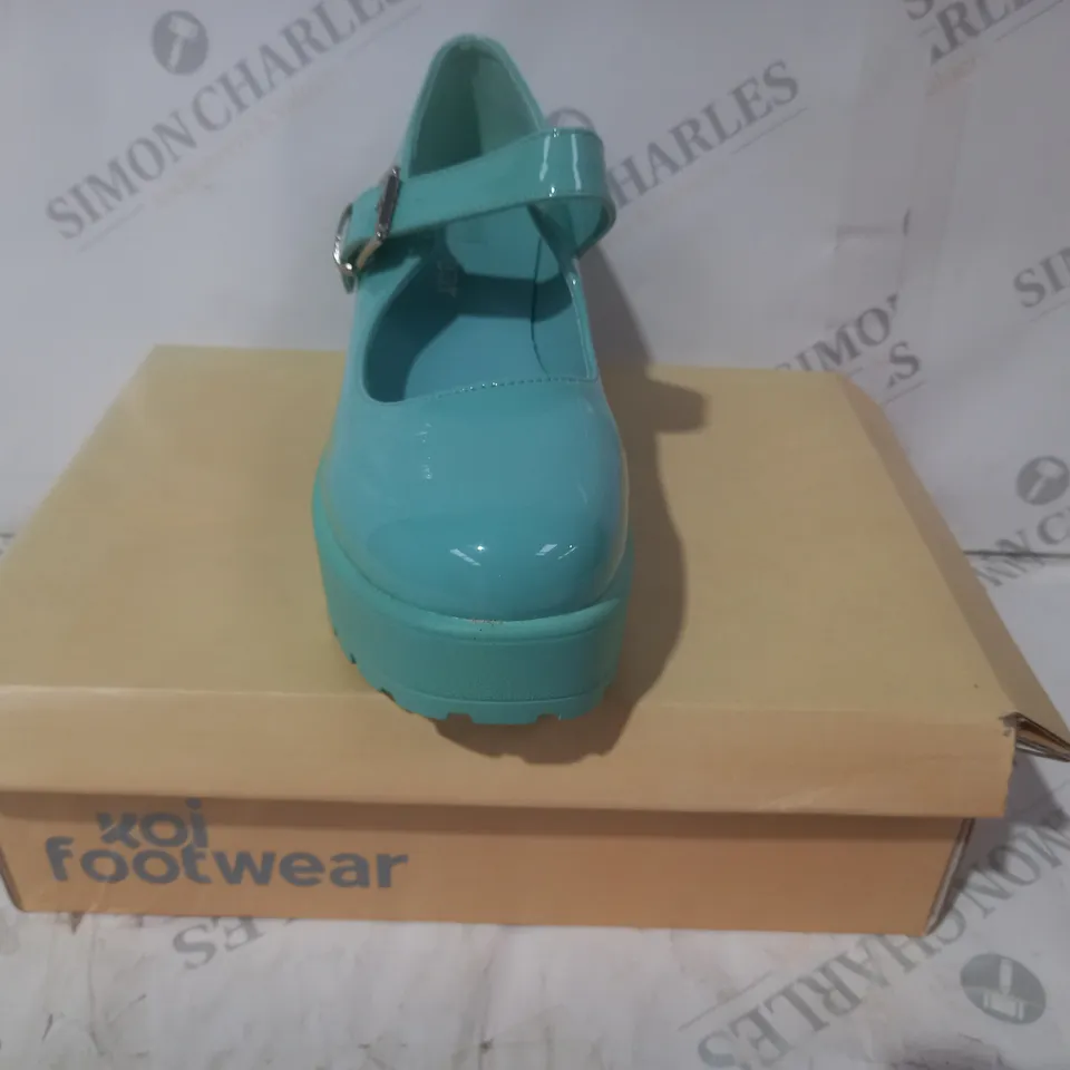 BRAND NEW BOXED PAIR OF KOI VEGAN LEATHER TIRA MARY JANES FRESH MINT EDITION SHOES IN GREEN UK SIZE 5