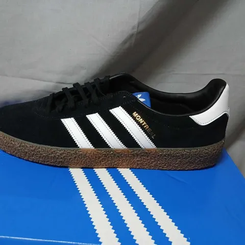 ADIDAS MONTREAL RM TRAINERS – BLACK SUEDE, UK 11 (EU 46) – BOXED
