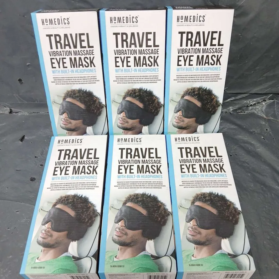 6 X BOXED HOMEDICS VIBRATION MASSAGE TRAVEL EYE MASKS  