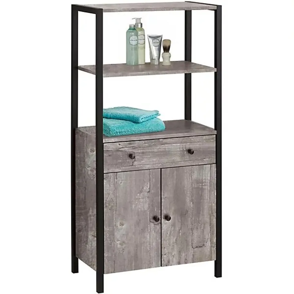 BOXED CHRIS VERTICO WITH 2 DOORS & 1 DRAWER IN CONCRETE LOOK (1 BOX)