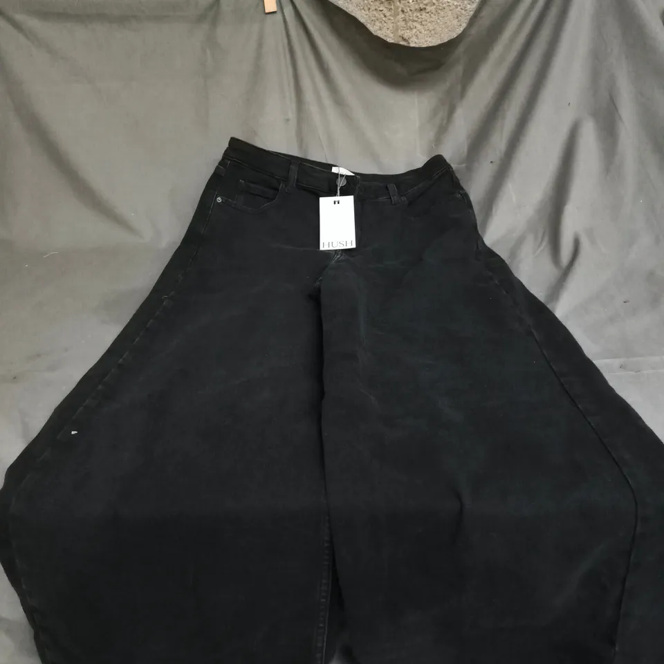 HUSH NESSA WIDE LEG JEANS – WASHED BLACK, UK SIZE 12