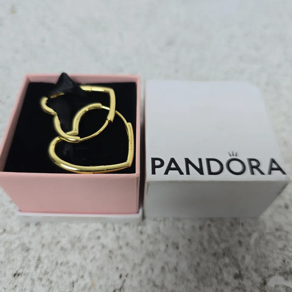 PANDORA GOLD-TONE HEART LINK CHARM EARRINGS