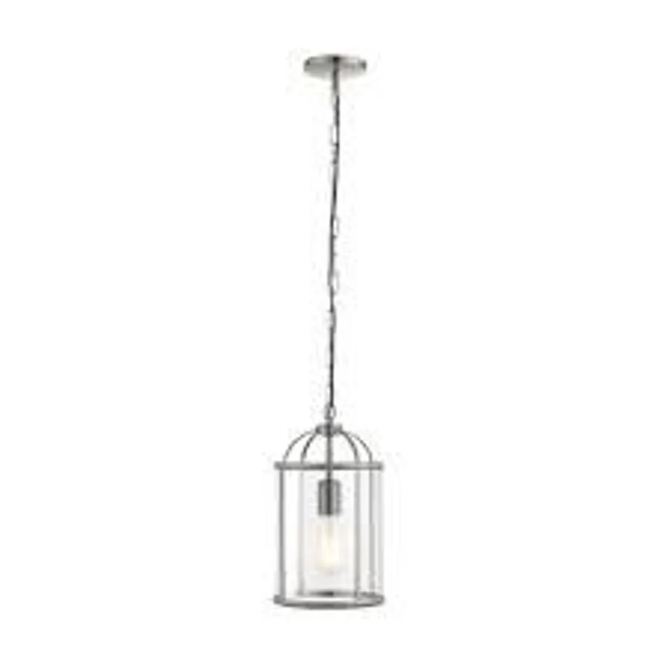 BOXED LAMBETH SATIN NICKEL 40W E27 PENDANT LIGHT WITH ADJUSTABLE DROP