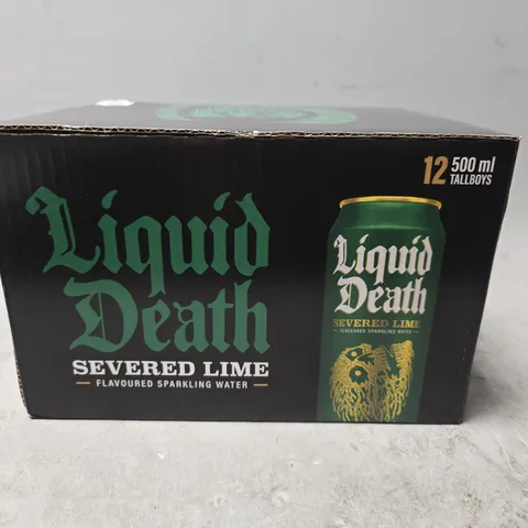 PACK OF APPROXIMATELY 12 LIQUID DEATH SEVERED LIME SPARKLING WATER 500ML